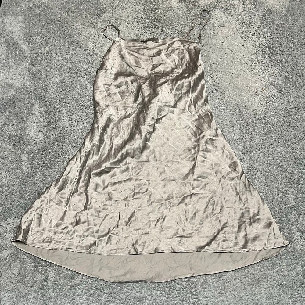 Victoria's Secret Dress Womens Large Silk Slip Silver Gray Mini Tank
